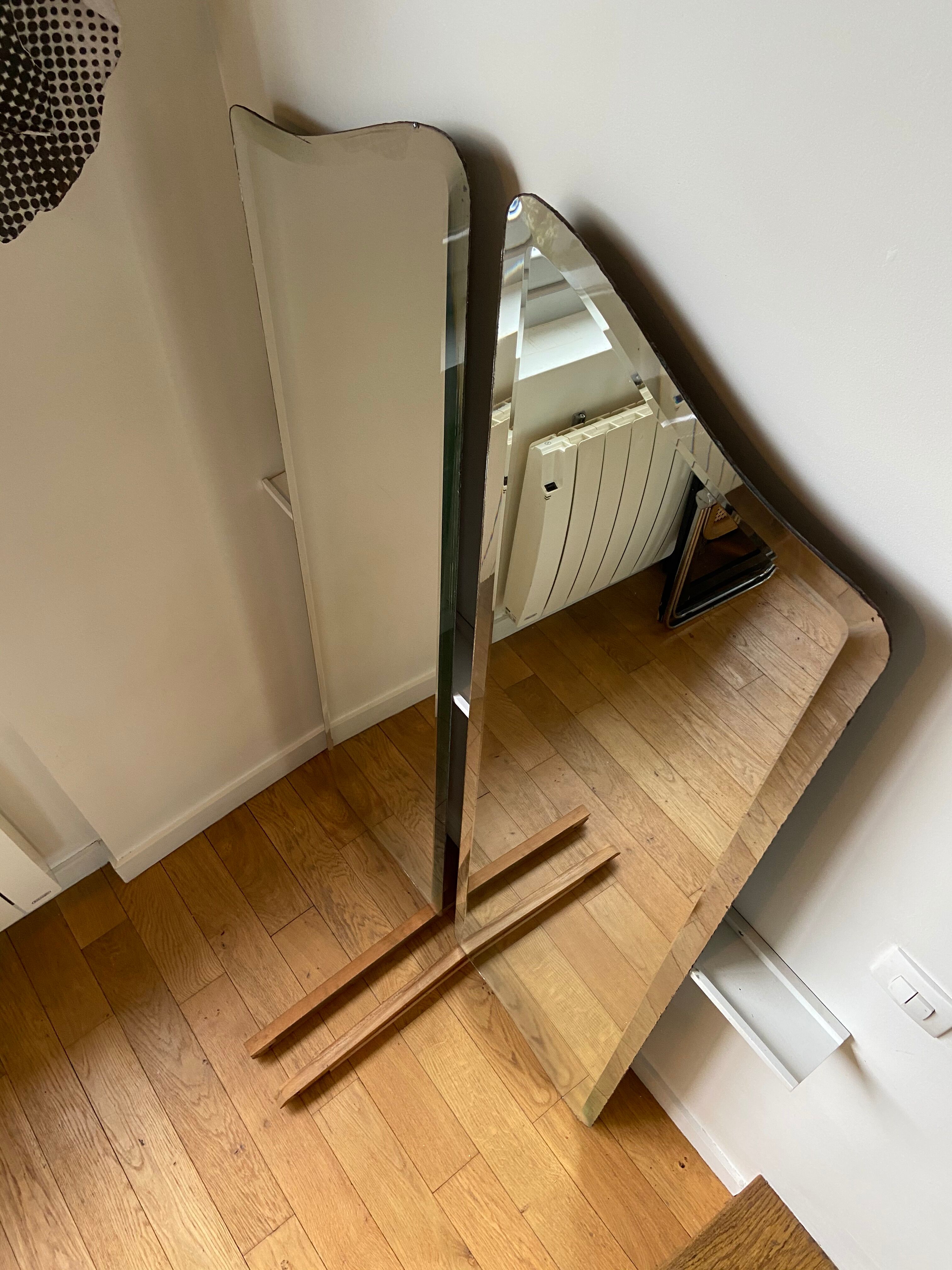 Pair of bevelled mirrors 44.5x168 cm