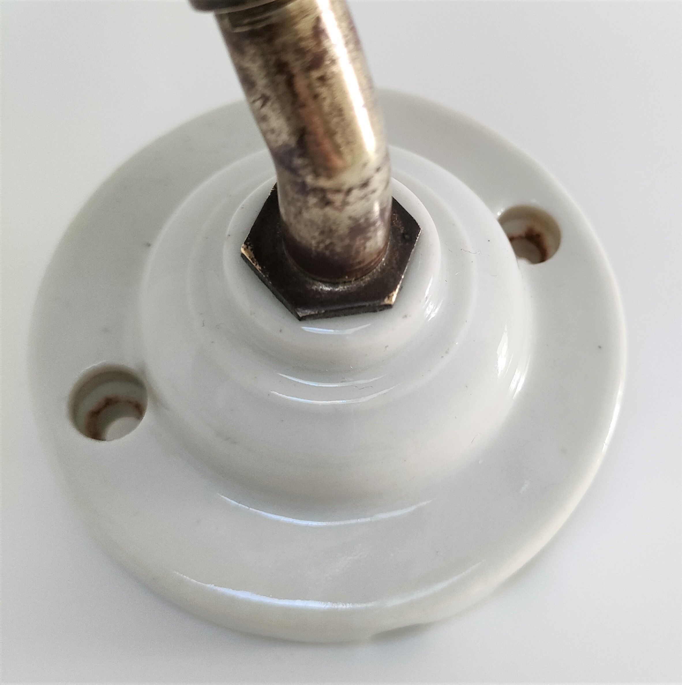 Wall lamp glass Clichy white brass porcelain 30s