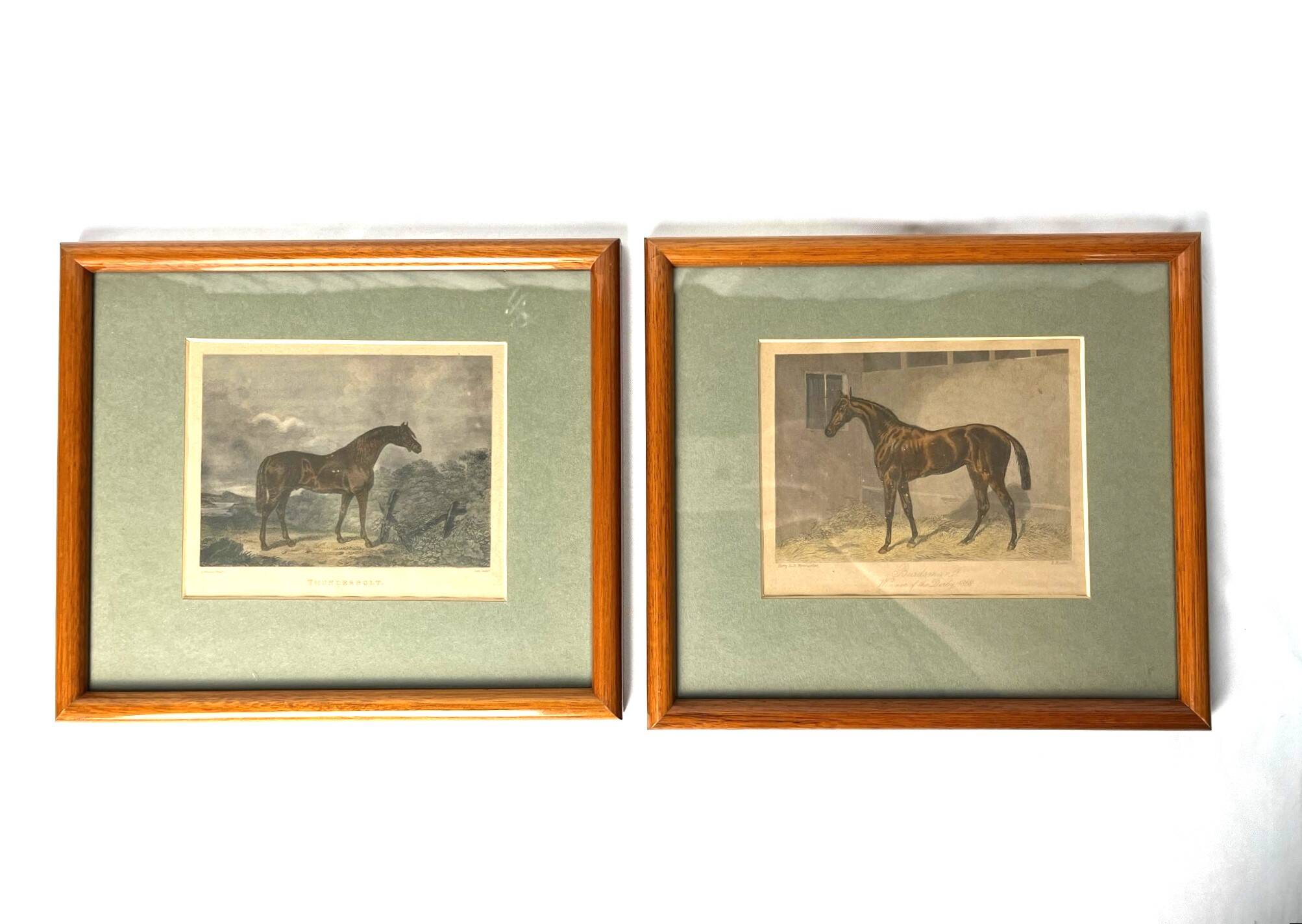 Lot of 2 English equestrian engravings framed late 19th century