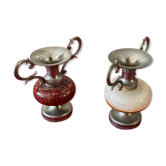 Vases en marbre et étain