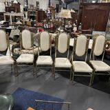 Set of 6 Bamboo chairs in brass 1980