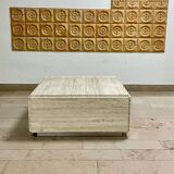 Square travertine coffee table - 1980s