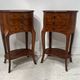 Pair of small kidney-shaped commodes in marquetry veneer, 20th century.