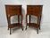 Pair of small kidney-shaped commodes in marquetry veneer, 20th century.