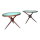 Set of Round Sputnik Coffee Tables in Wood and Glass, Set of 2