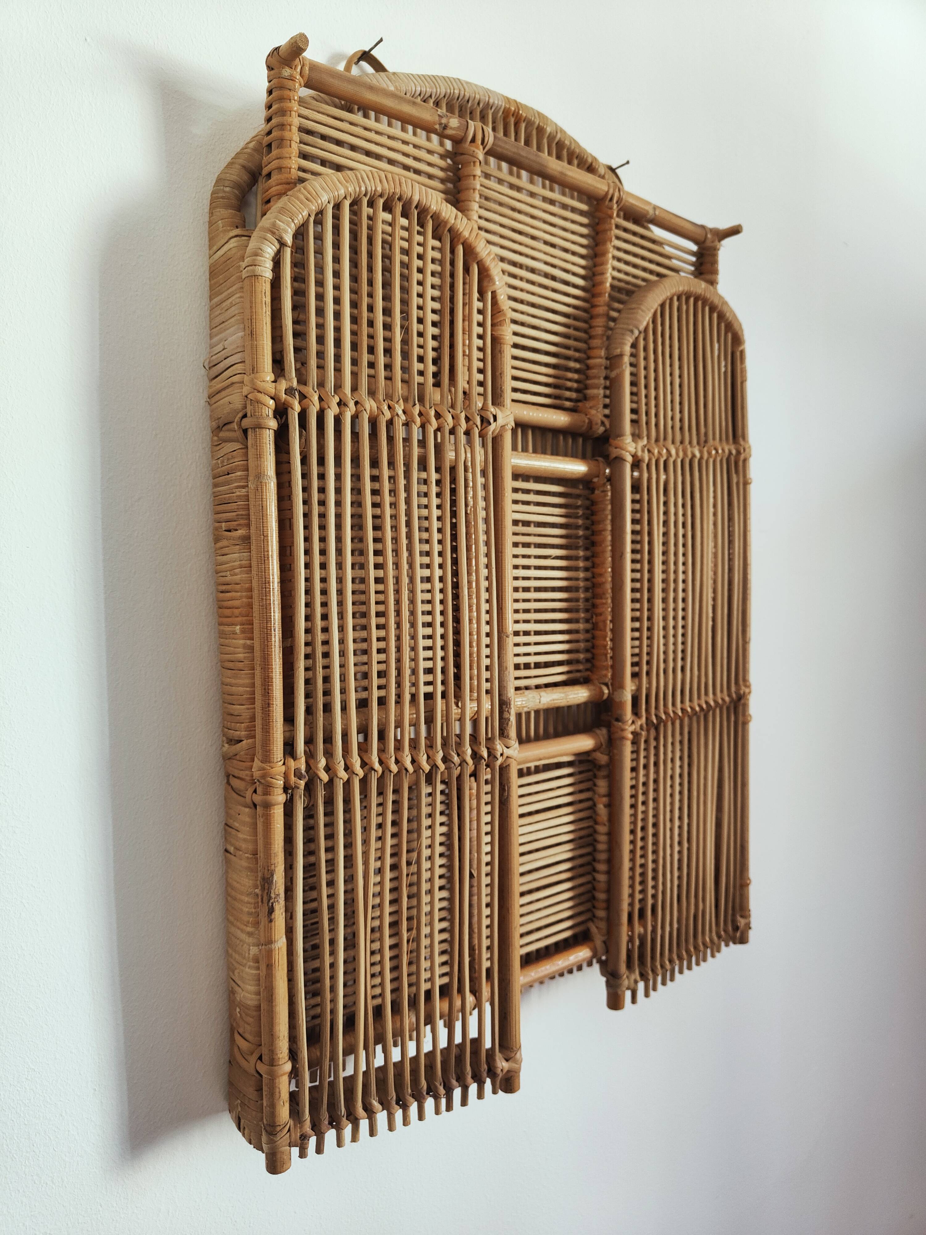 Rattan wall shelf