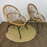 Osier basket armchairs in bamboo rattan