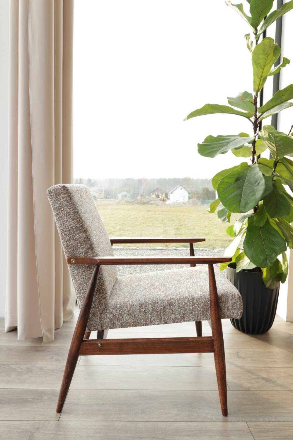 Scandinavian coffee brown armchair by H.Lis