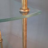 Neoclassical style 3-shelf corner cupboard in gilded brass, Circa 1950/1960.