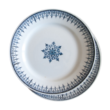 Old dessert plates blue décor, iron earth