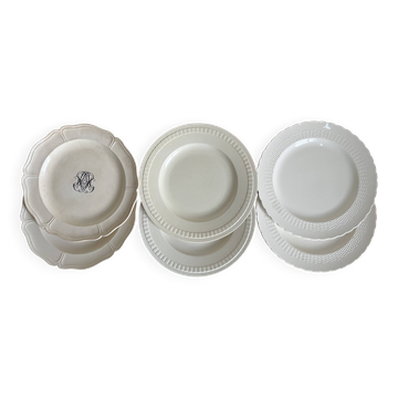 Set de 6 assiettes néoclassique Wedgwood + Mintons + Primavera 1870 - 1920