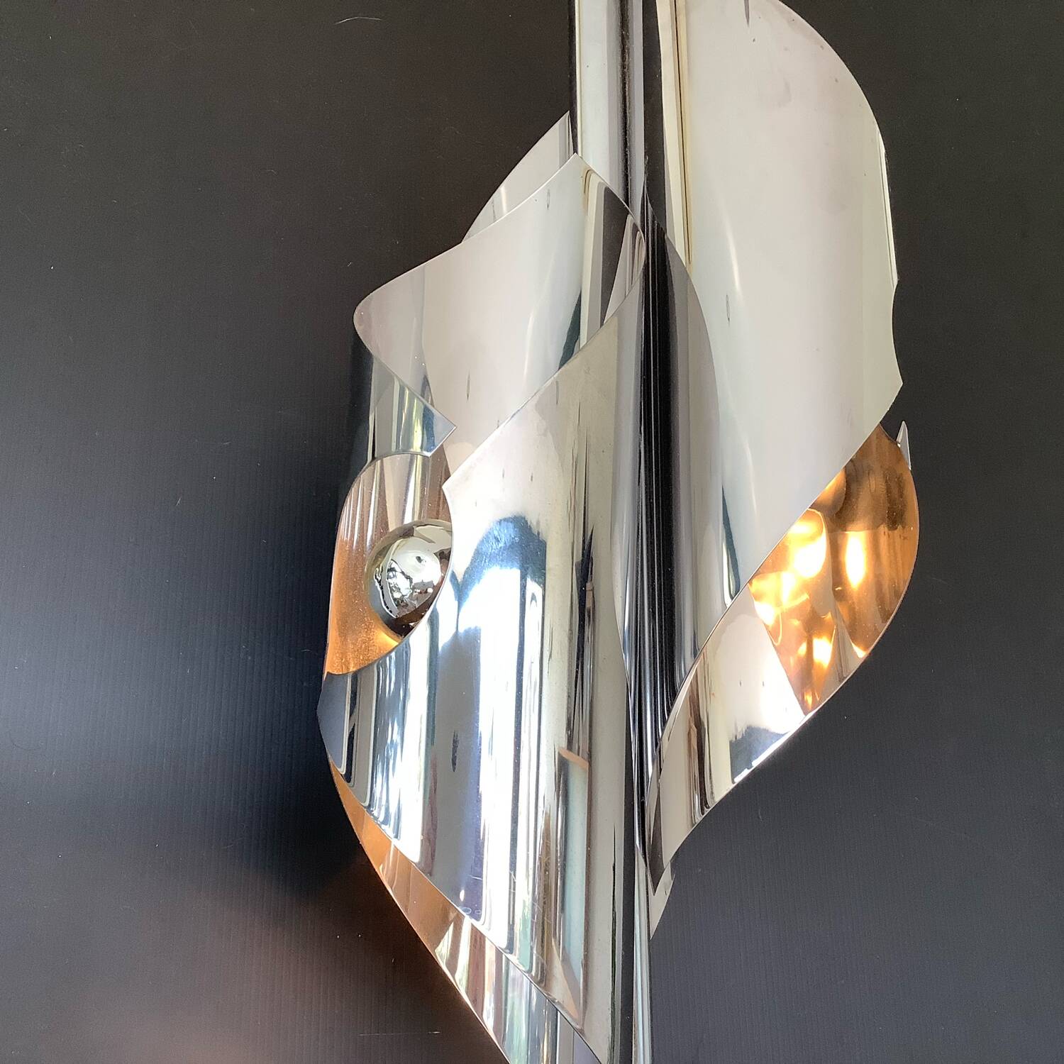Large Chrome Lamp 3 Lights Space Age Italy 70's Dlg Reggiani