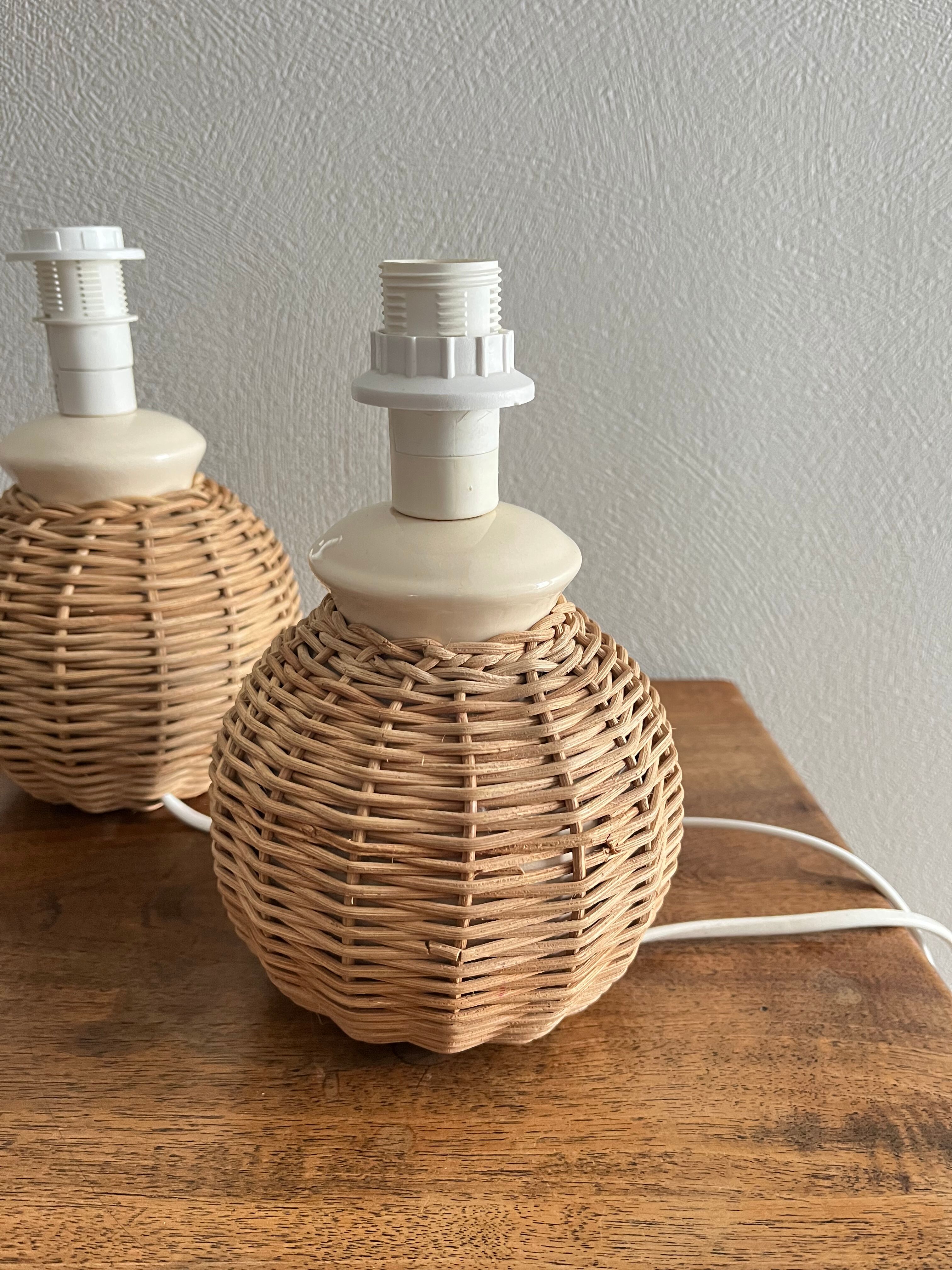 Pieds de lampes de chevet boule en rotin tressé
