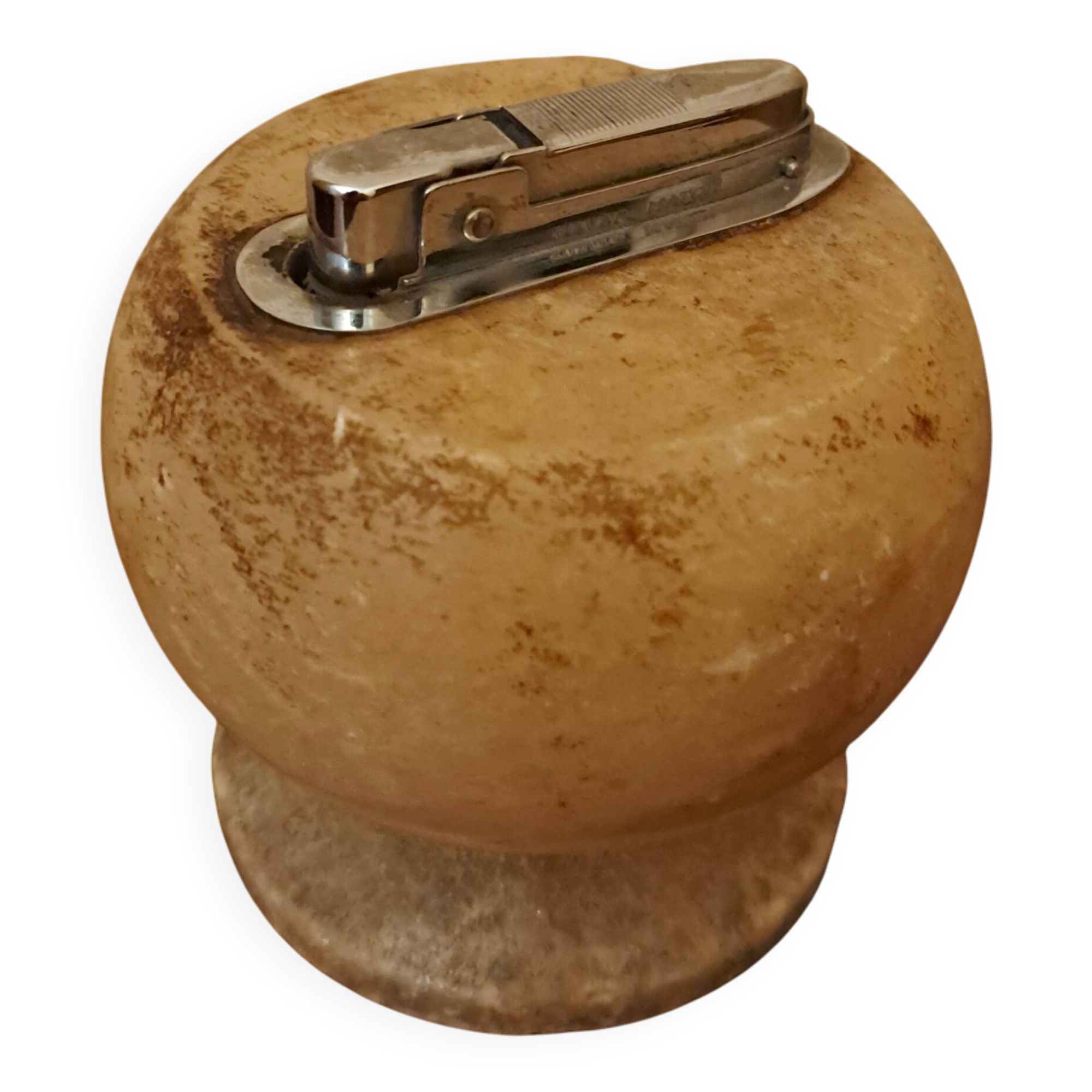 "Silver Match" table lighter in genuine alabaster - Design France 1960