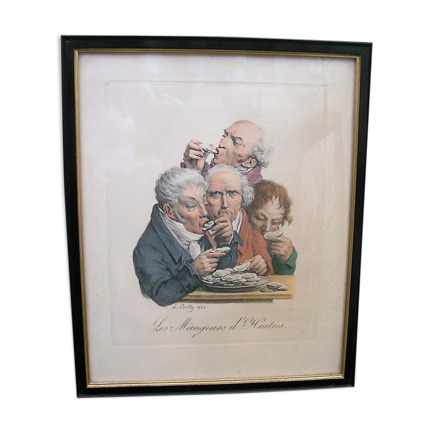 Color lithograph "the oyster eaters" Léopold Boilly