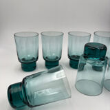 Eight bluish glass water glasses