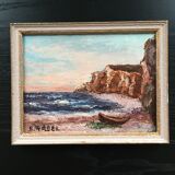 Tableau paysage mer et falaises