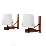 Appliques murales italiennes par Esperia en teck avec verre, années 1950.