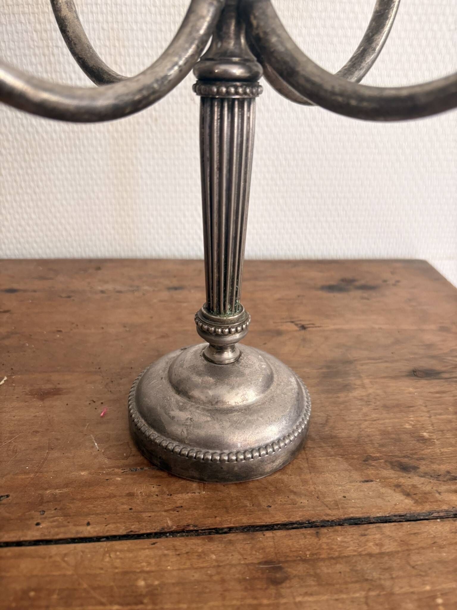 Pair of Silver Metal Candelabra Louis XVI 4 Light Candle Holders