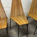 Ensemble de 6 chaises en bois 1950 design français