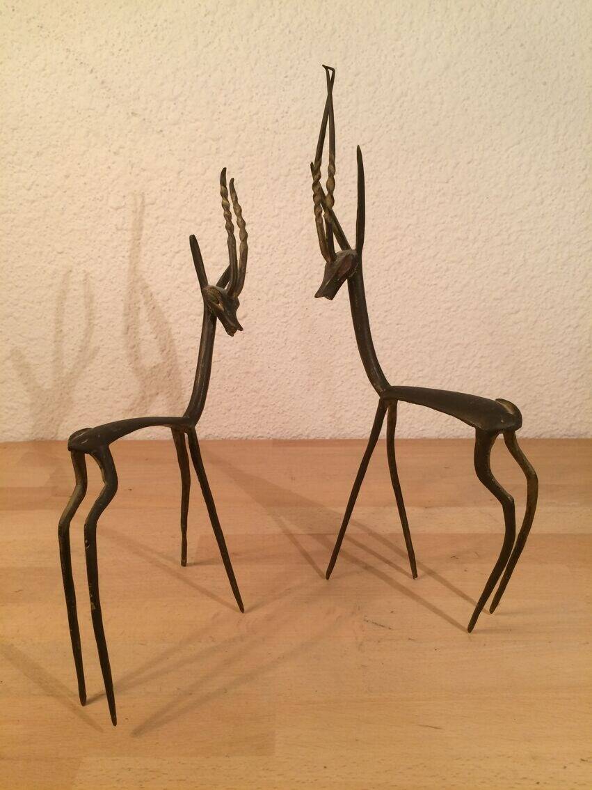 Duo gazelle brass African art