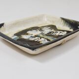 Two large abstract stoneware bowls/plates by Jeppe Hagedorn-Olsen, Denmark, 1970s.