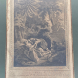 Old engraving, night, gallant scene - golden frame