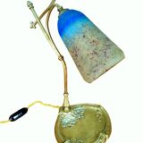 Lampe, pied col de cygne bronze monogrammé hl verrerie daum ‡ nancy 1904-14