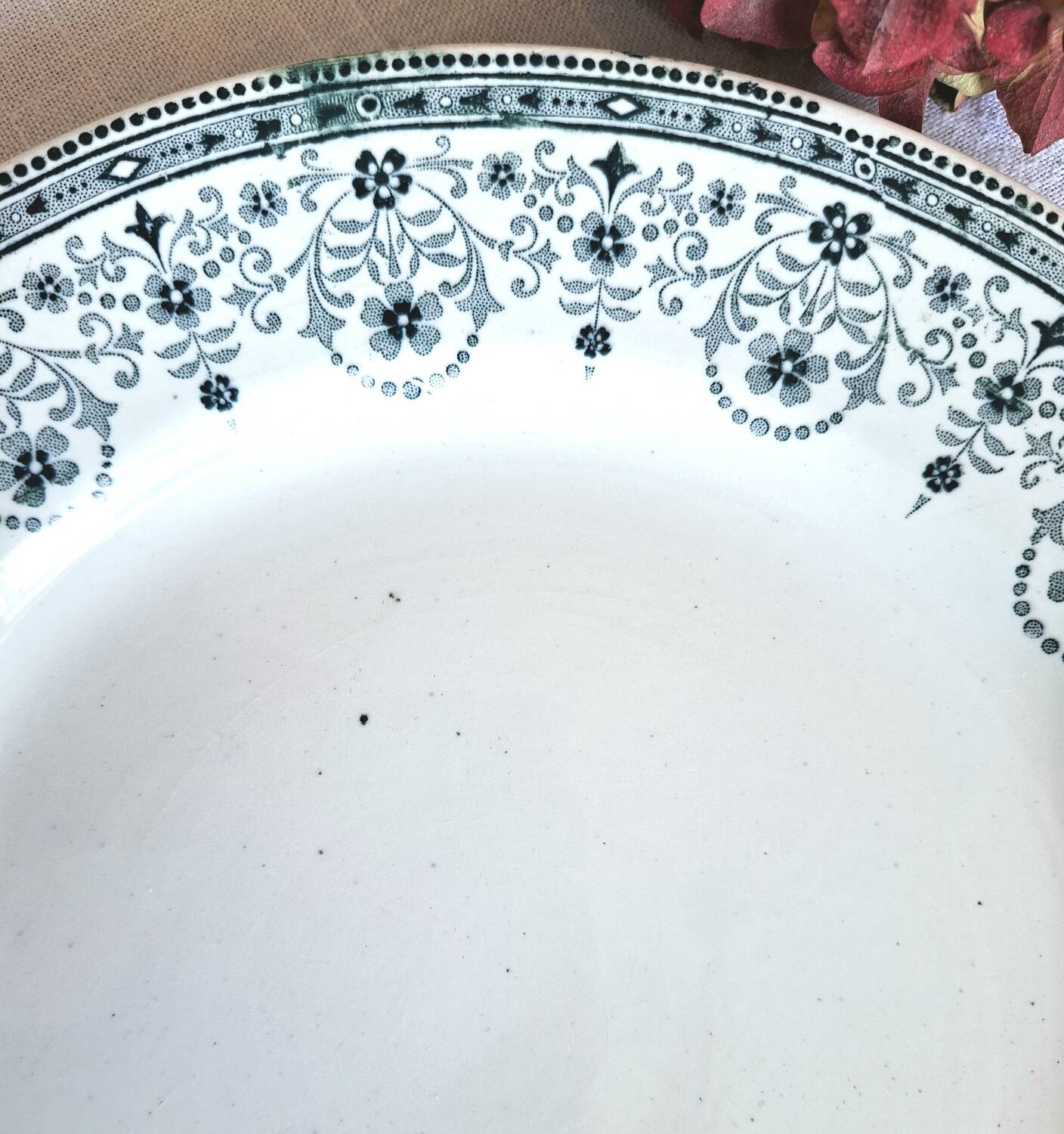 Mismatched antique ironstone earthenware plates