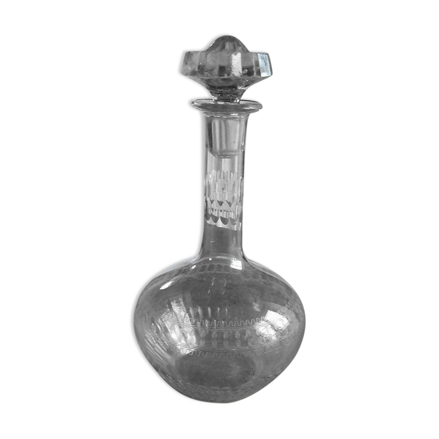 Carved glass decanter late XIX, early XX