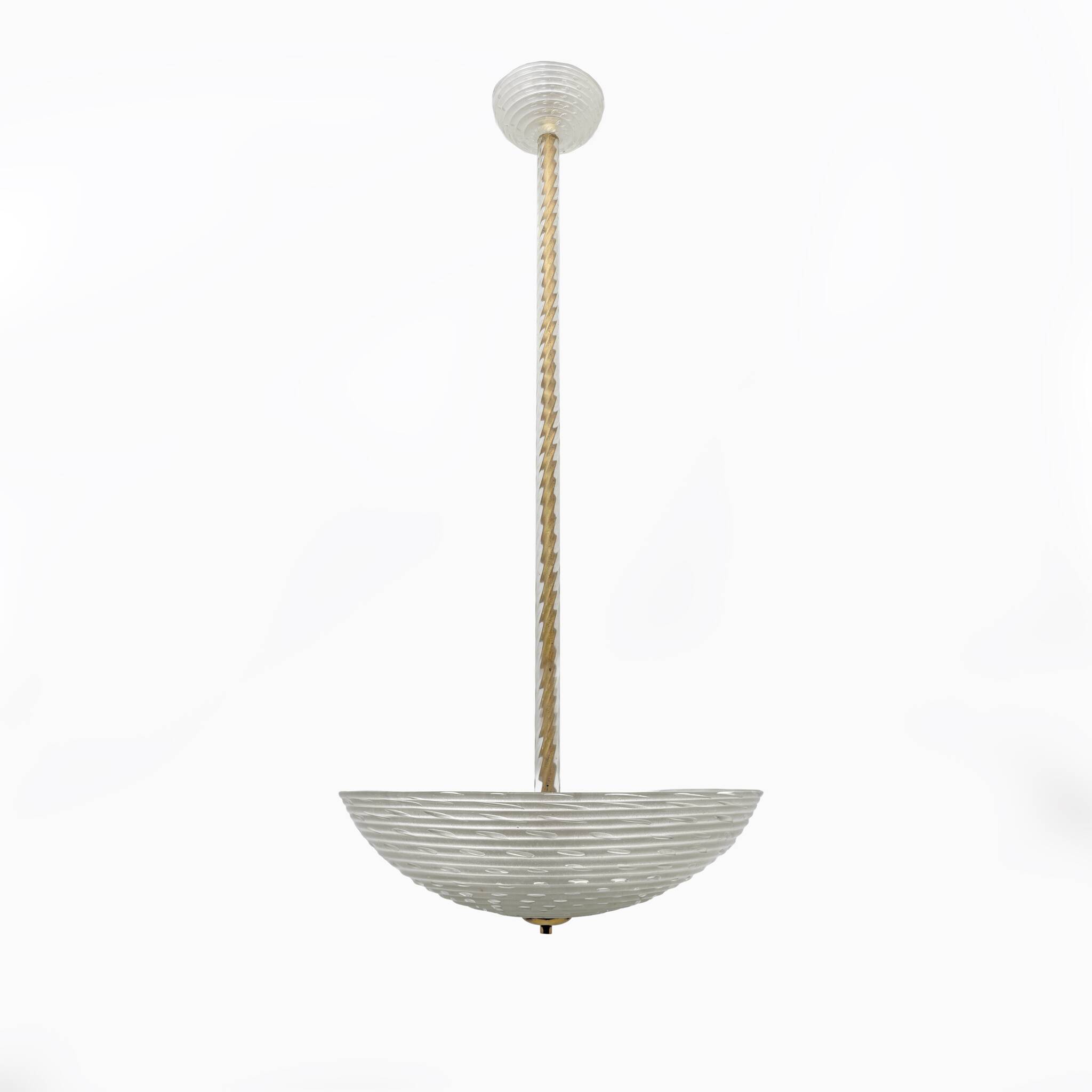 Ercole Barovier Art Deco Murano Glass Italian Pendant Chandelier "Pulegoso"