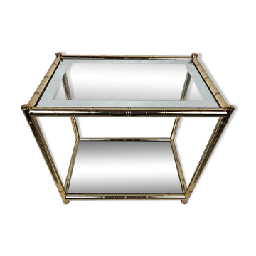 Lancel House gilded metal coffee table, two glazed tops
