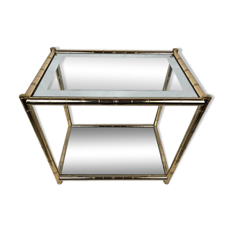 Lancel House gilded metal coffee table, two glazed tops