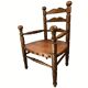 Rustic french farm chair, leather seat ca 1930s-1950s