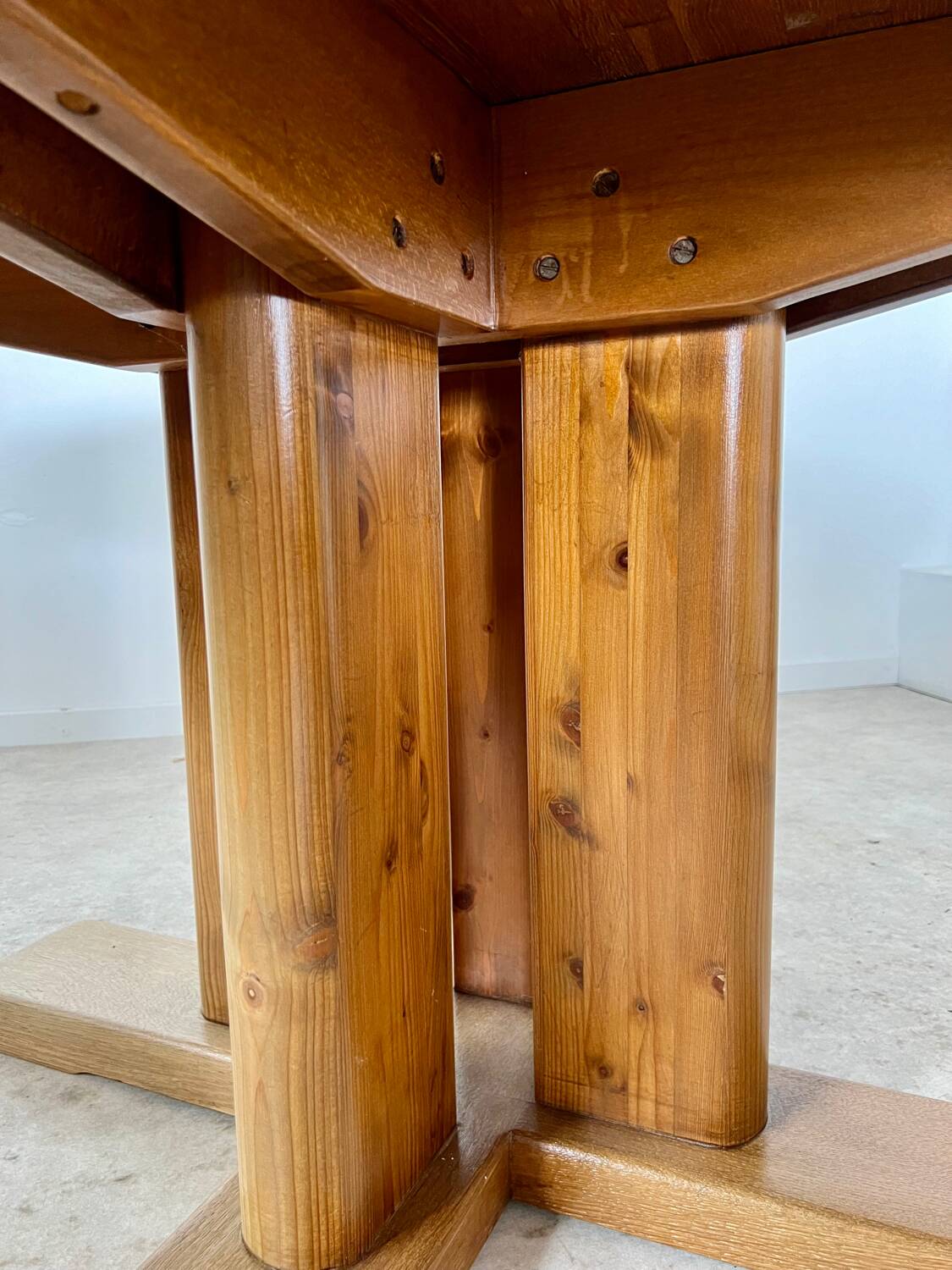 Large solid wood table 140 cm, vintage Scandinavian 70s design