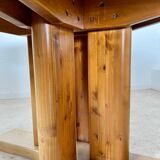 Large solid wood table 140 cm, vintage Scandinavian 70s design