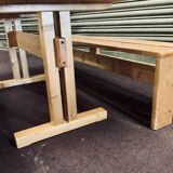 Set benches and table Charlotte Perriand model "Les Arcs"