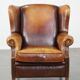 Vintage Sheepskin Leather Wingback Chair