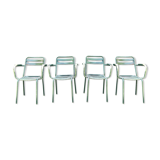 Green Tolix T2 garden chairs, set of 4, France 1950