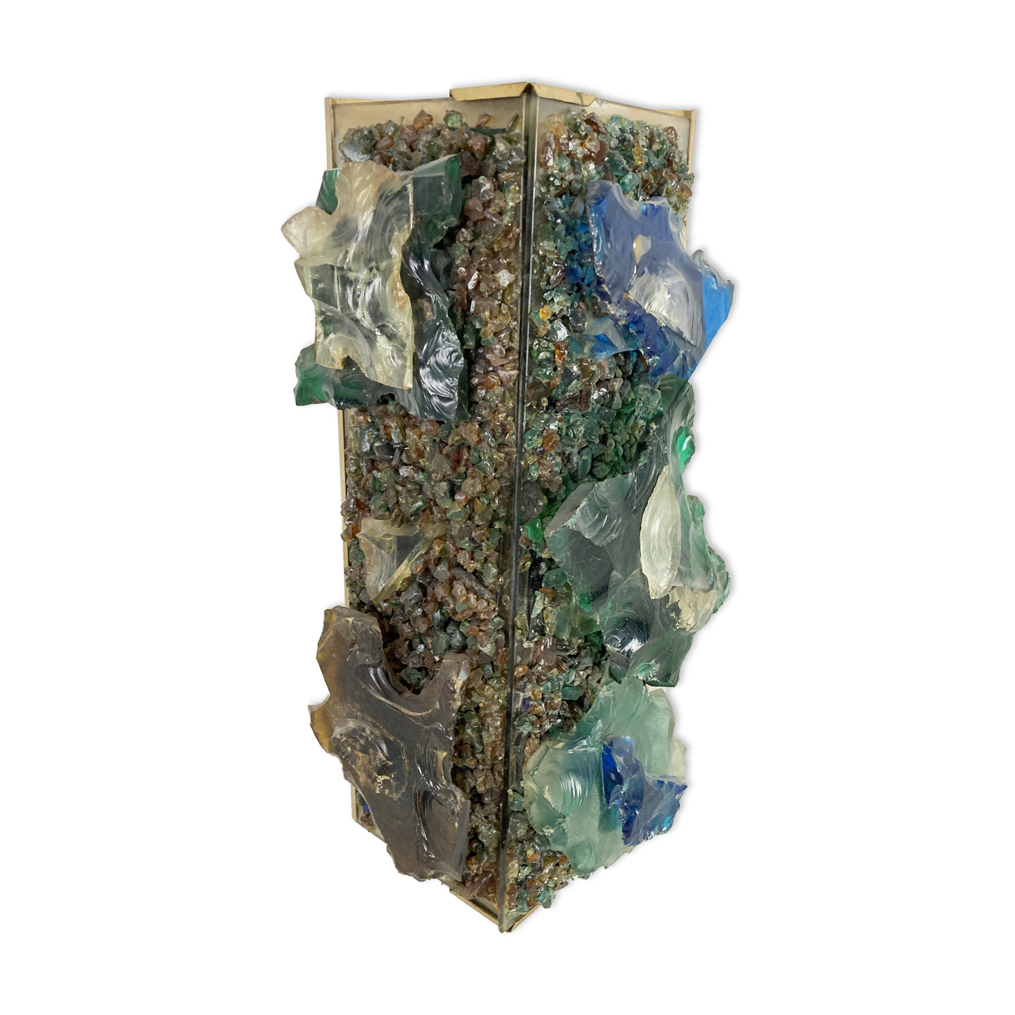 Vintage brutalist glass wall lamp, 1960s