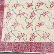 Beige & Burgundy Bordered  Floral Turkish Rug, Neutral Wool Rug, 194x290 Cm