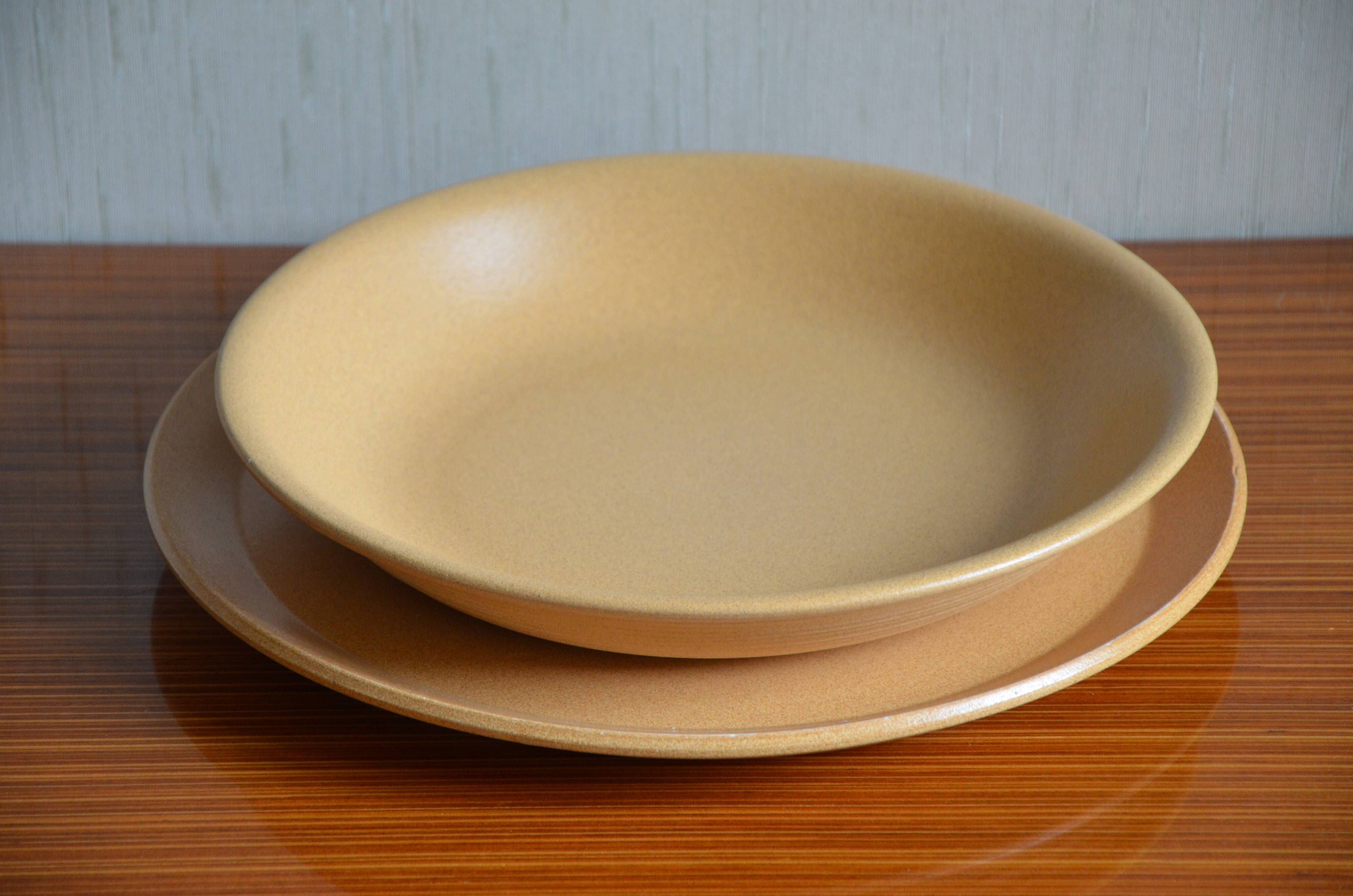 Deep stoneware serving dish