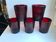 Set of 5 glasses in burgundy colored glass 70s