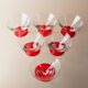 Set de 6 verres à boire en verre rouge – Italien des années 1980 Memphis-Postmoderne, transparent avec des accents rouges