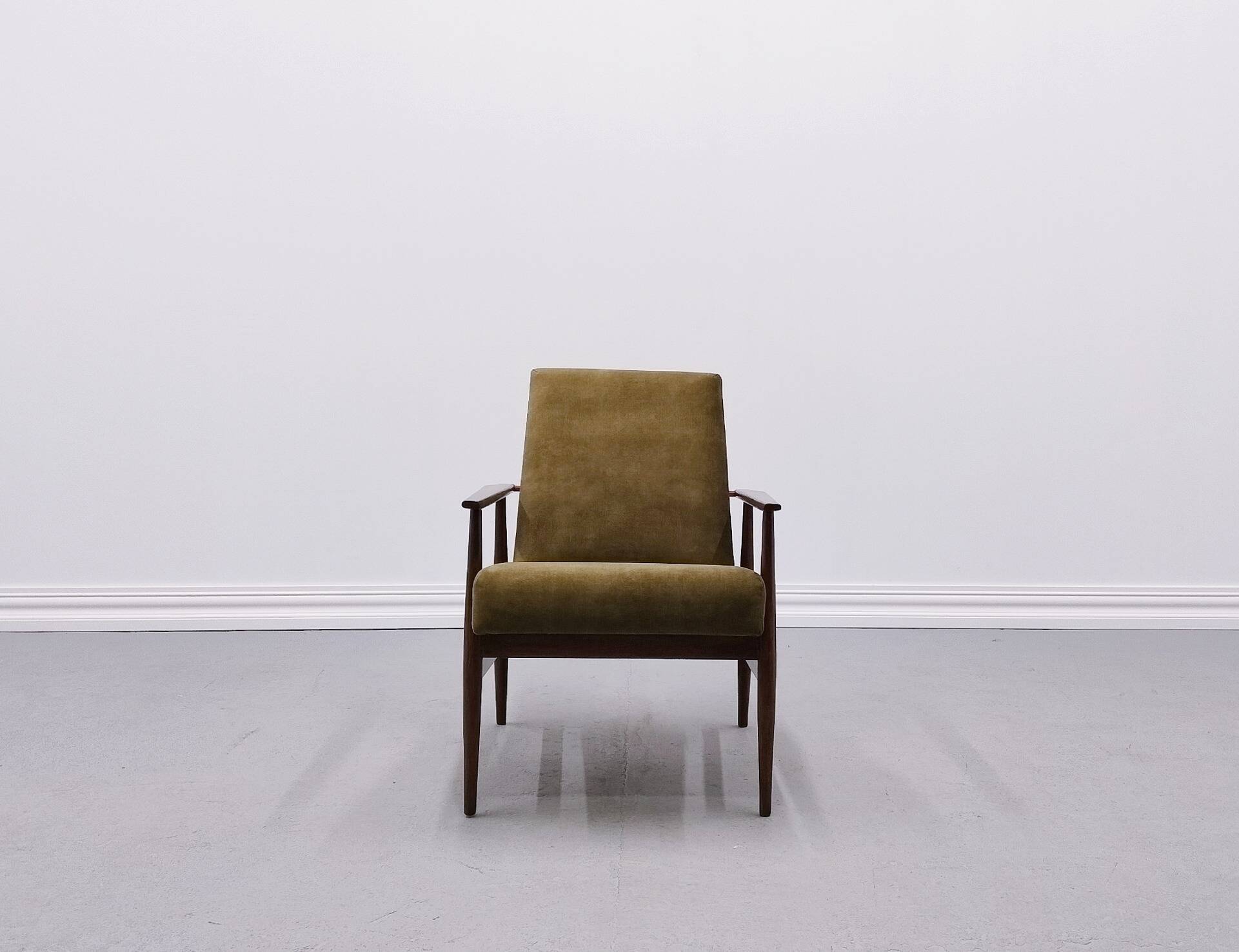 1960 Henryk Lis Mid Century Armchair in Forest Green Velvet