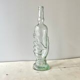 Legras glass bottle "transparent hand" circa 1920, antique carafe