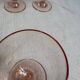 Set of 5 small pink crystal stemmed glasses