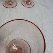 Set of 5 small pink crystal stemmed glasses
