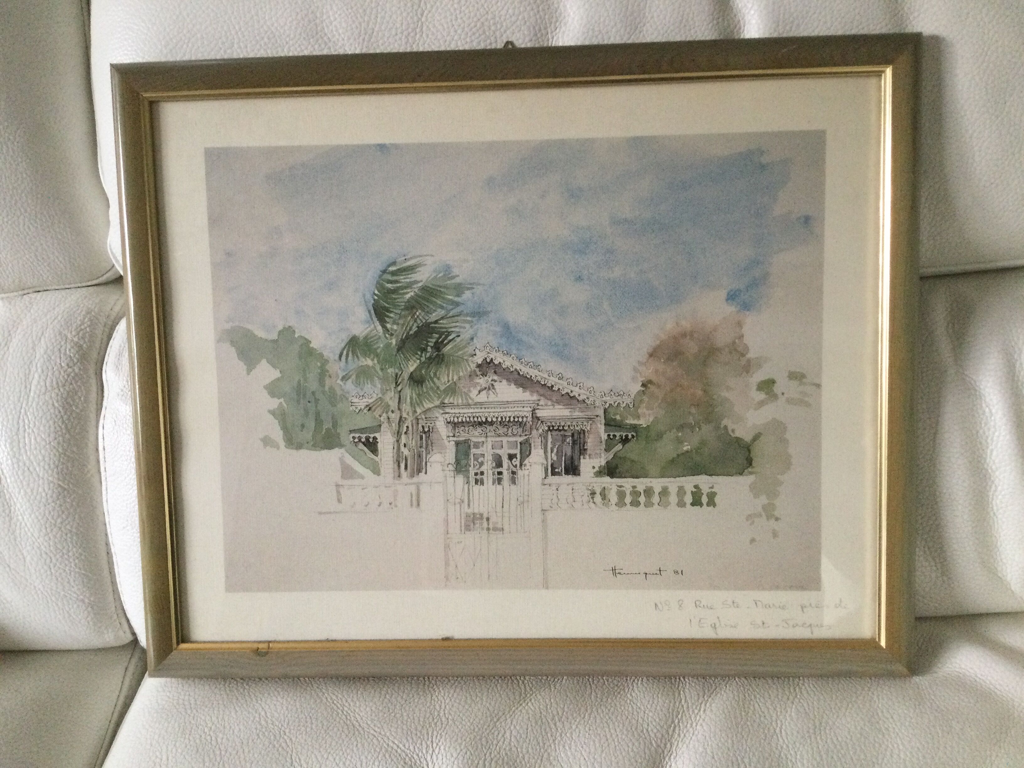 Framed watercolor by F. Hennequet - Reunion Island