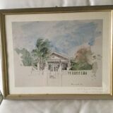Framed watercolor by F. Hennequet - Reunion Island